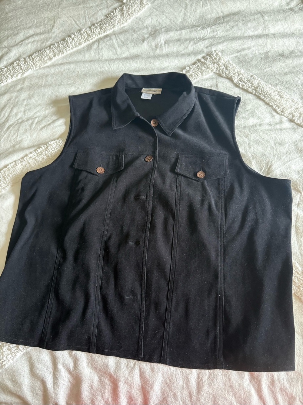 Coldwater Creek Black Sleeveless Button-Front Vest